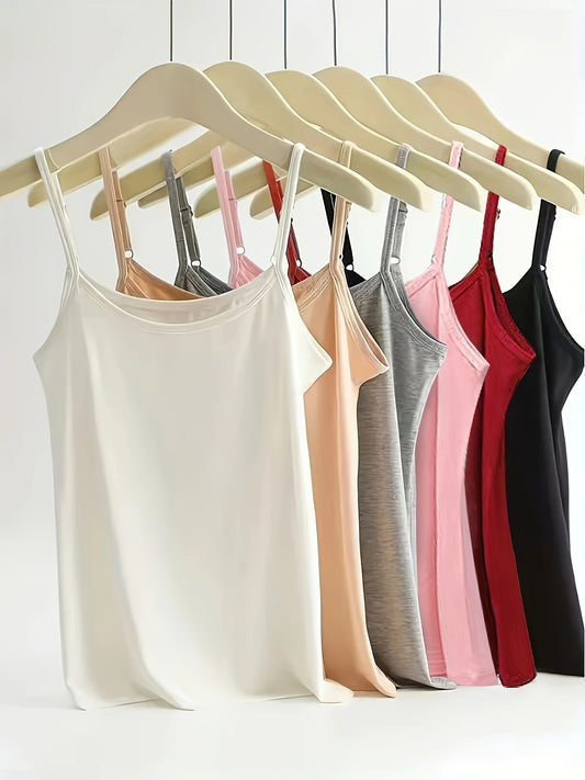 6-Pack of Women's Camisole Tank Tops in Assorted Colors, Breathable and Comfortable for Layering