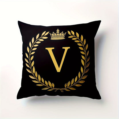 Stylish English letter print pillow cover made of soft peach skin velvet. Features zip closure and machine washable. Measures 45.72x45.72 cm, ideal for home and office decor.