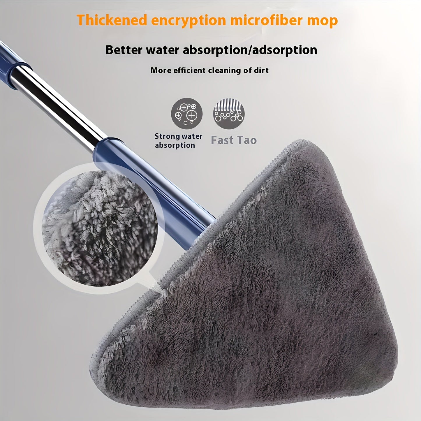 Triangular-shaped Flexible Drill Joint Dust Mop Head with Super Fine Fiber Cloth for Effortless Corner Cleaning