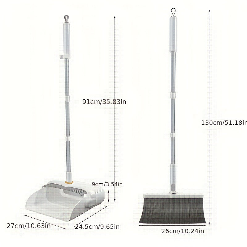 Durable Indoor Cleaning Set: Rotatable & Foldable Soft Bristle Broom and Dustpan Combo with Stainless Steel Handle, Ideal for Living Room, Bedroom, Bathroom, Kitchen, and Hard Floor Use