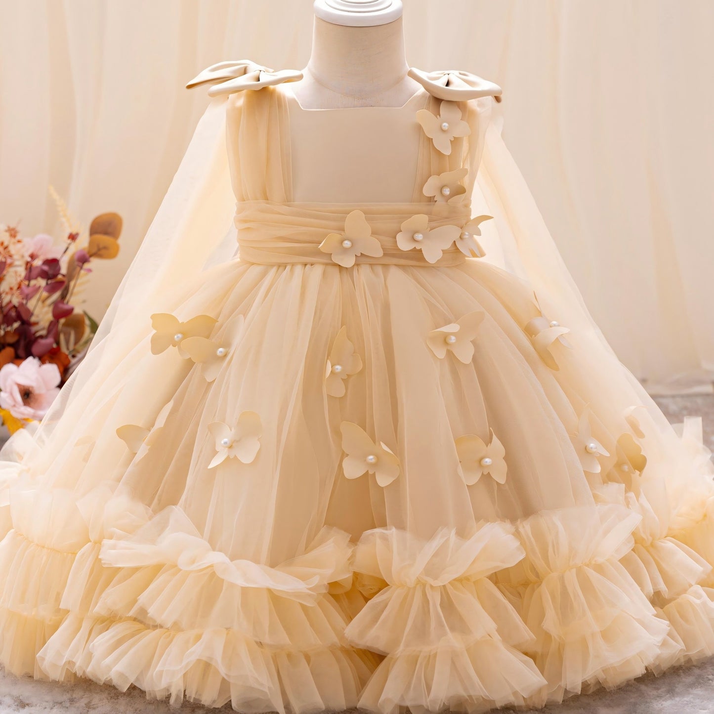 Adorable tulle A-line dress for girls, perfect for parties, weddings, birthdays, pageants, and outdoor events