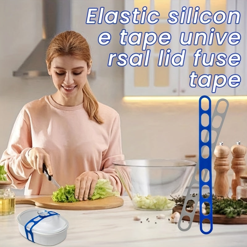 Flexible Silicone Strap - a Versatile Tool for Securing Boxes, Fixing Home Essentials, and Keeping Lids in Place on Pots and Bowls. This Reusable Strap is Compatible with Various Cookware Including Slow Cookers, Casseroles, and Frying Pans.