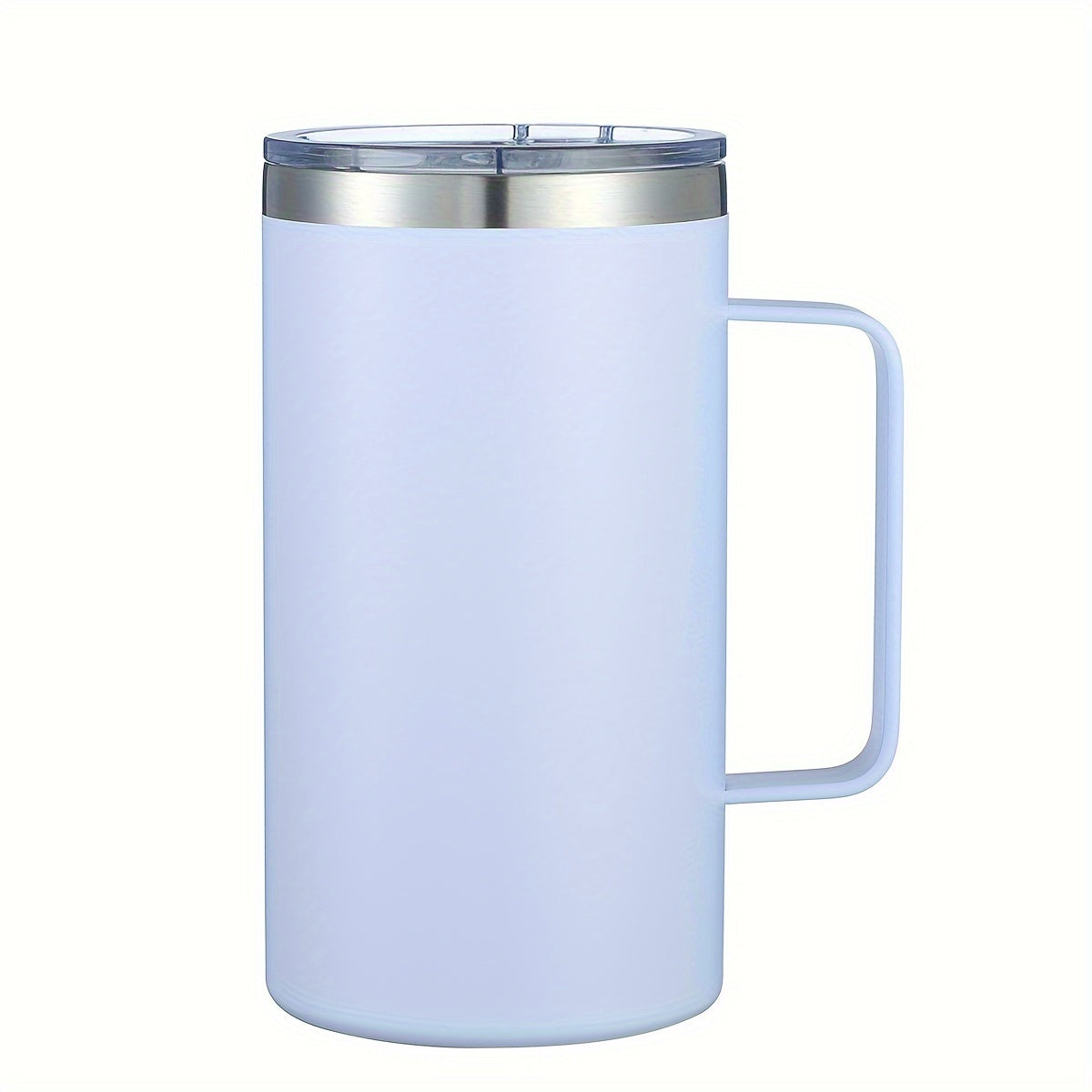 Stainless steel coffee mug, 24oz, vacuum insulated with lid and handle, ideal for all seasons, makes a great gift.