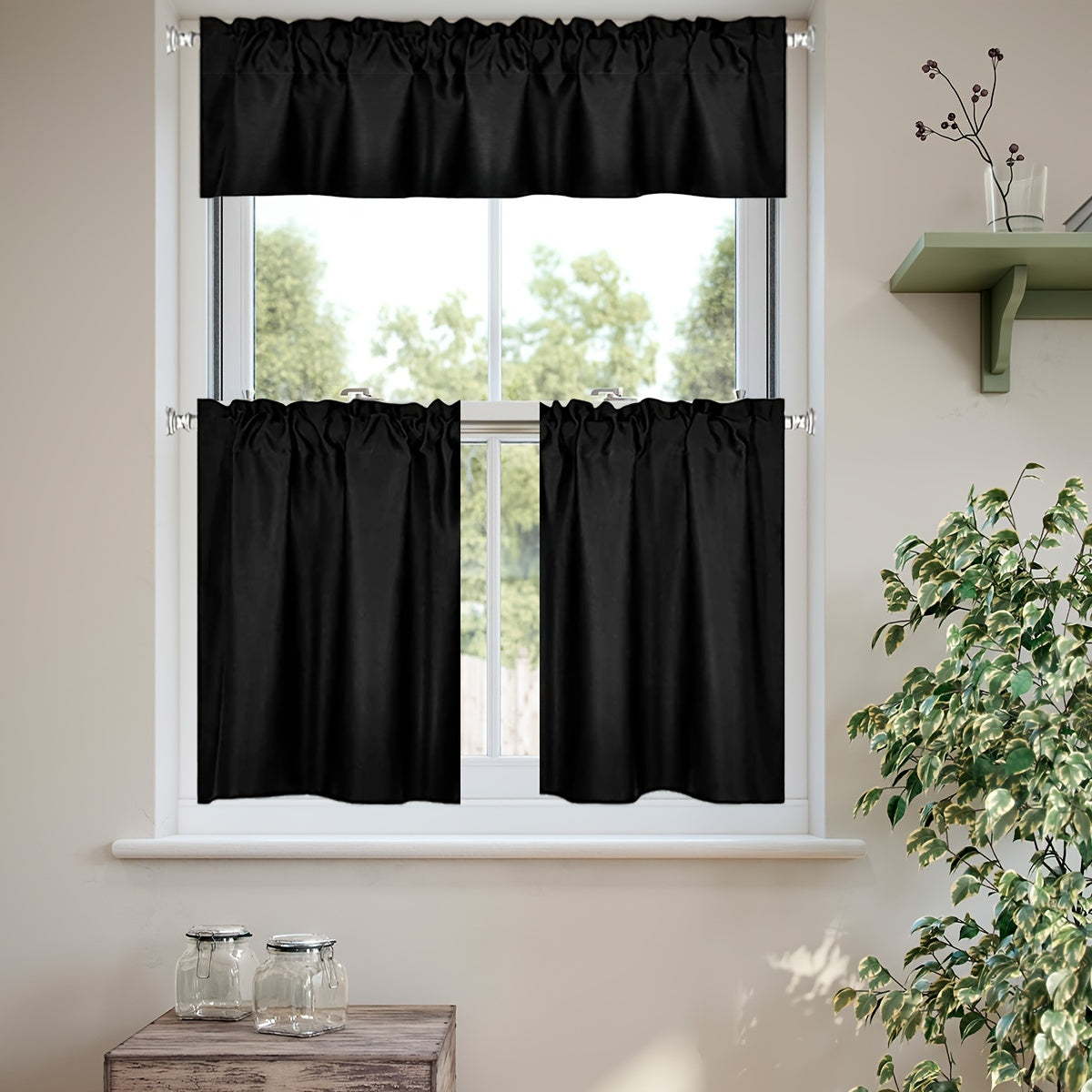 Add a touch of elegance to your kitchen or living room with this stylish, solid color blackout curtain. The rod pocket design makes it easy to hang, while the simple modern style adds a chic flair to any space. Perfect for adding some privacy to your