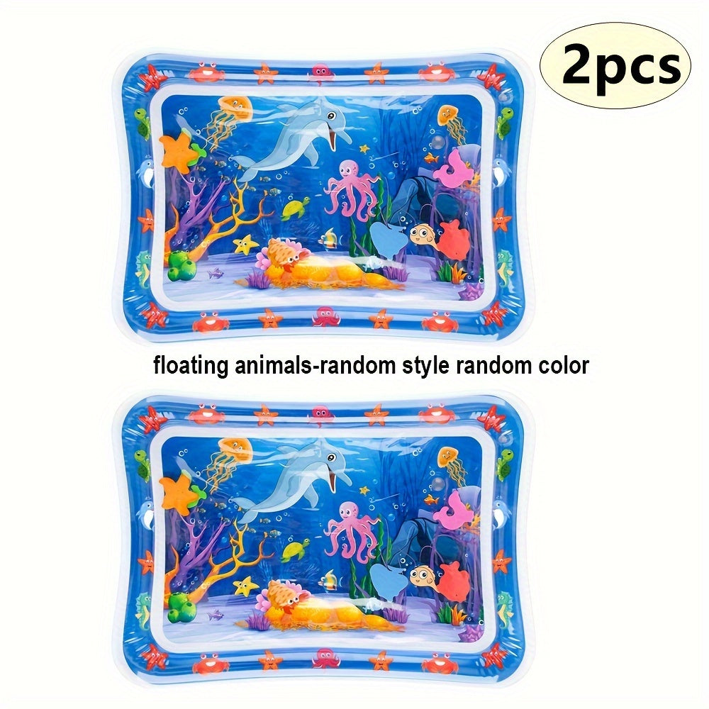 Colorful underwater-themed water play mat with sea creatures, perfect for youngsters. Ideal developmental toy gift for boys and girls.