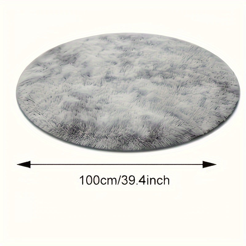 Plush Grey Round Area Rug - Luxuriously Soft, Stain-Resistant & Non-Slip, Cozy Carpet for Living Room or Bedroom, Perfect Indoor Home Decor, Polyester Material, Dry Clean Recommended, Great for Christmas and Holiday Season Décor