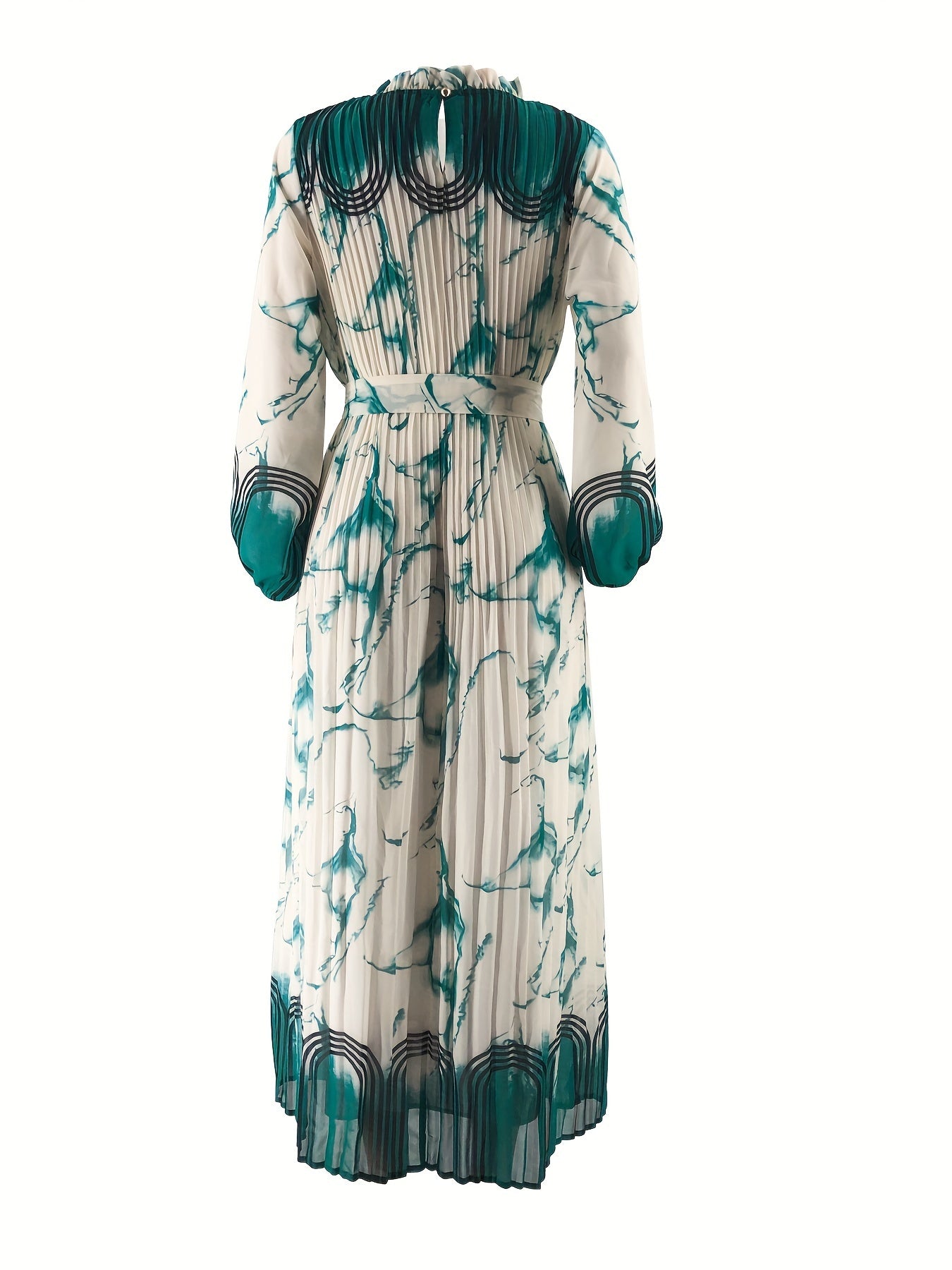 Tie Dye Print Kaftan Dress: Elegant, Loose Fit Maxi Dress with Long Sleeves