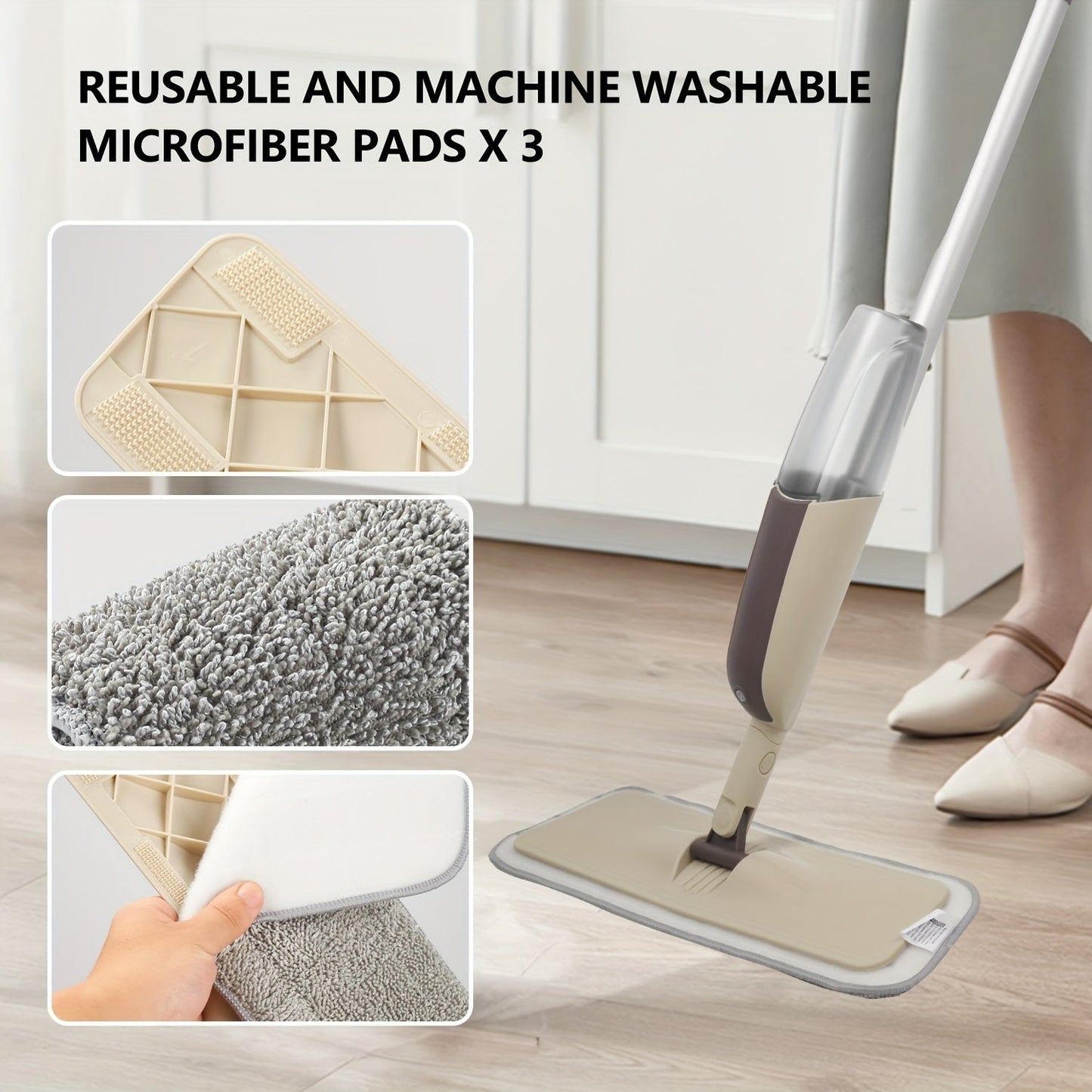 Multifunctional Spray Mop with Reusable Bottle & 4 Microfiber Pads - Great for Cleaning Hardwood, Laminate, and Ceramic Floors - Perfect for Both Home and Commercial Settings