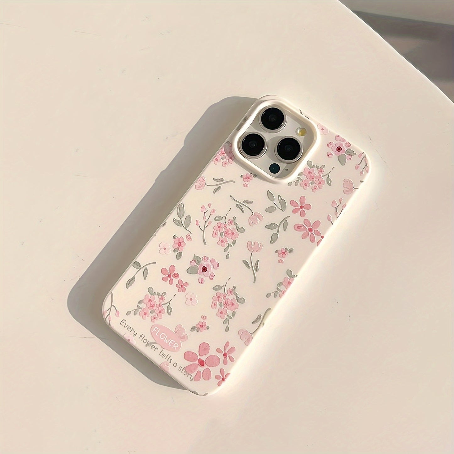 Green leaf pink flower frosted phone case for Apple models, anti-fall with full package protection for various iPhone models.