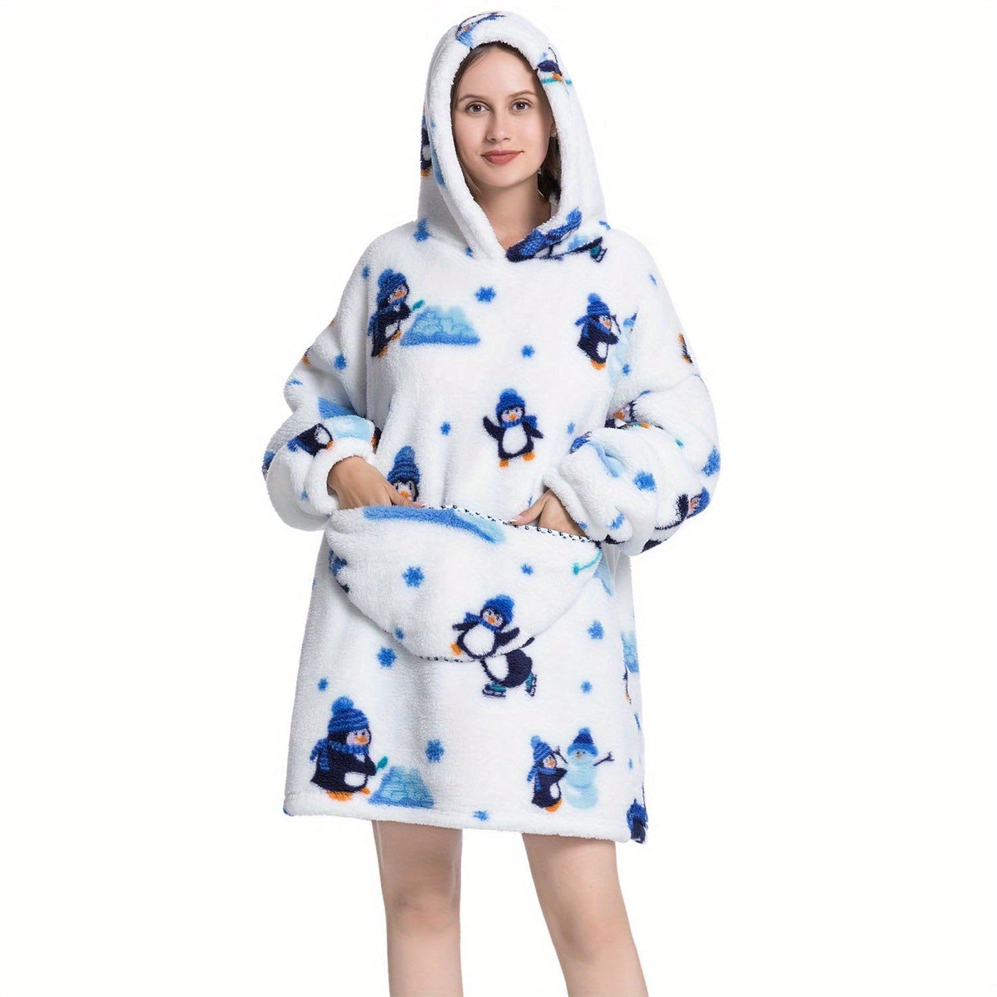 Oversized Blanket Hoodie with Sherpa Fleece, Perfect for Women, Men, and Adults - Ultra Soft and Warm Wearable Sweatshirt Blanket, Ideal Gift for Her