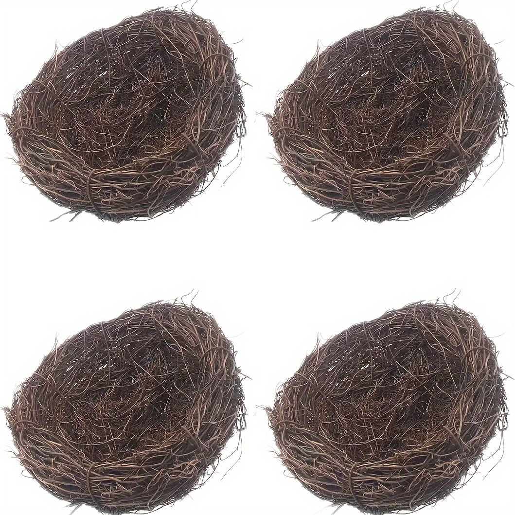 2pcs handmade natural rattan bird nests for garden or party decor, suitable for bird species. Eggs not included.