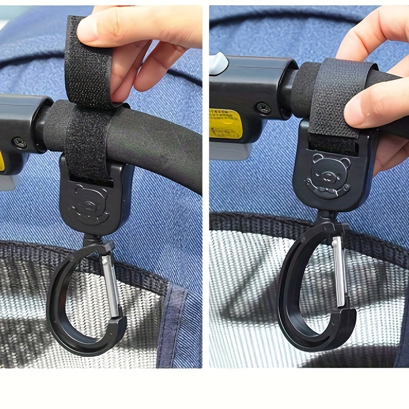 Two Rotating Stroller Hooks for Bags & Accessories - Made of Tough ABS Material, Perfect for Holding Bottles and More