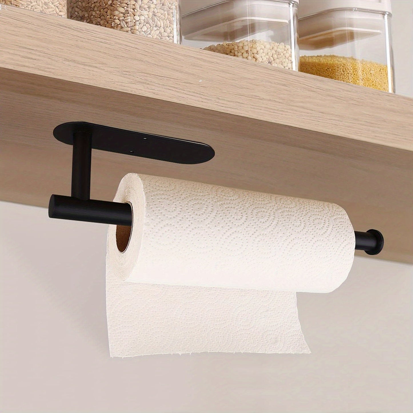 Stainless Steel Tissue Roll Holder for Kitchen - Self-Adhesive Under Cabinet Mount - Suitable for Bulk Paper - Includes Adhesive and Screw for Safe Installation