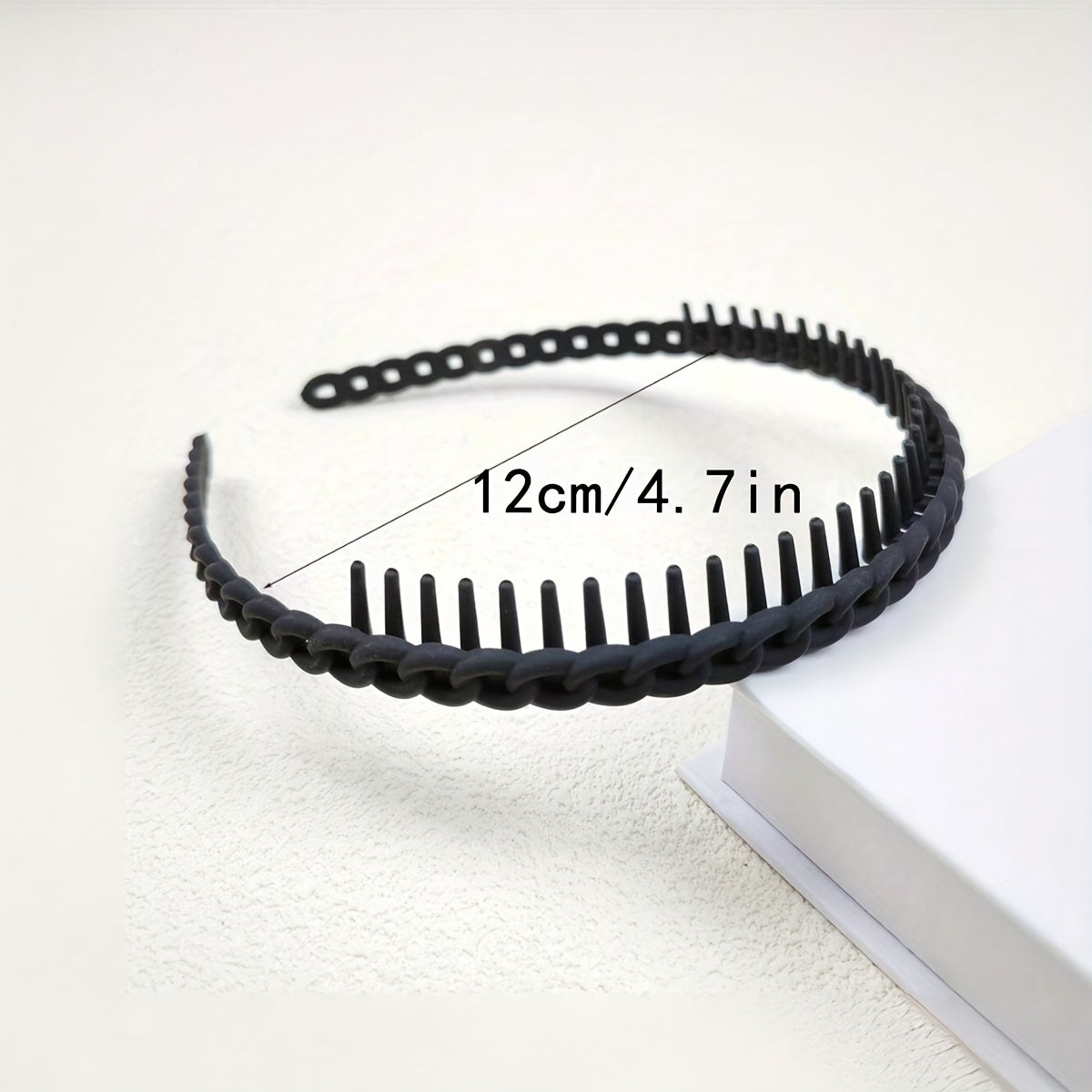 Set of 2 non-slip hairbands with teeth in solid color for women & girls, great for face washing & styling