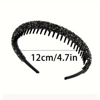 3-piece rhinestone hair grips set with anti-slip headband for styling.