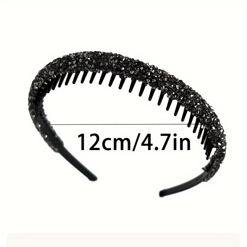 2 Full Diamond Hairbands with teeth and anti-slip for washing face and makeup.