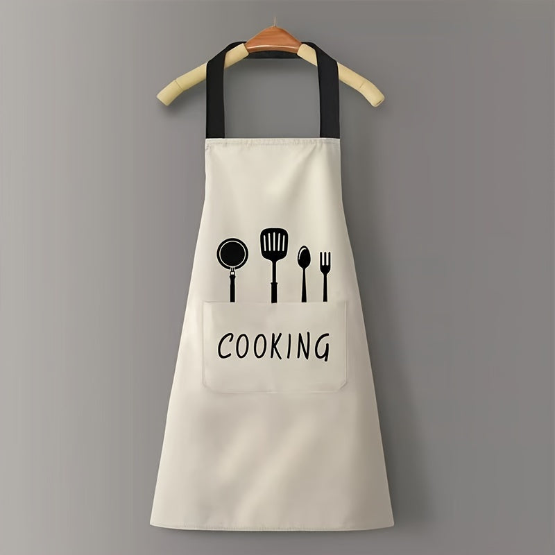 Waterproof plastic apron with convenient pockets for kitchen and restaurant use. Stain-resistant and unisex design.