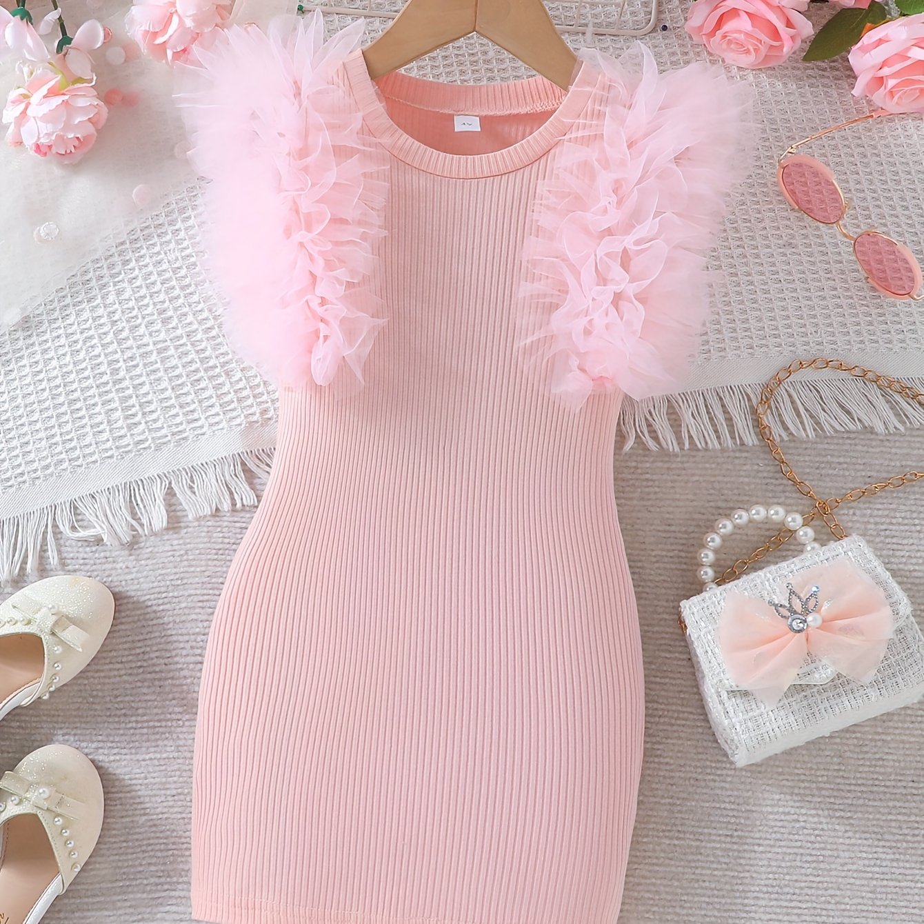 Tulle sleeve bodycon dress for girls, perfect summer gift.