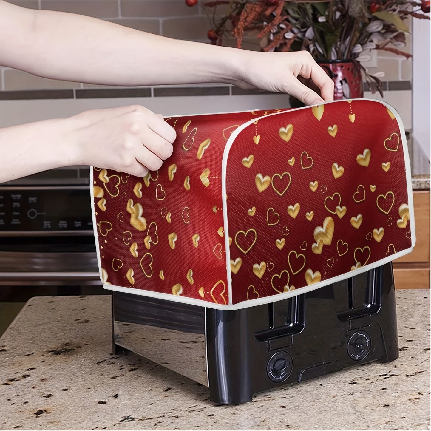 Polyester Toaster Cover for 2-Slice Toaster - Festive Holiday Print, Protects Against Dust and Fingerprints, Easy to Clean - Fits Most Toasters - Long Lasting and Eco-Friendly Kitchen Decor - Perfect for Valentine's Day, St. Patrick's Day, Easter