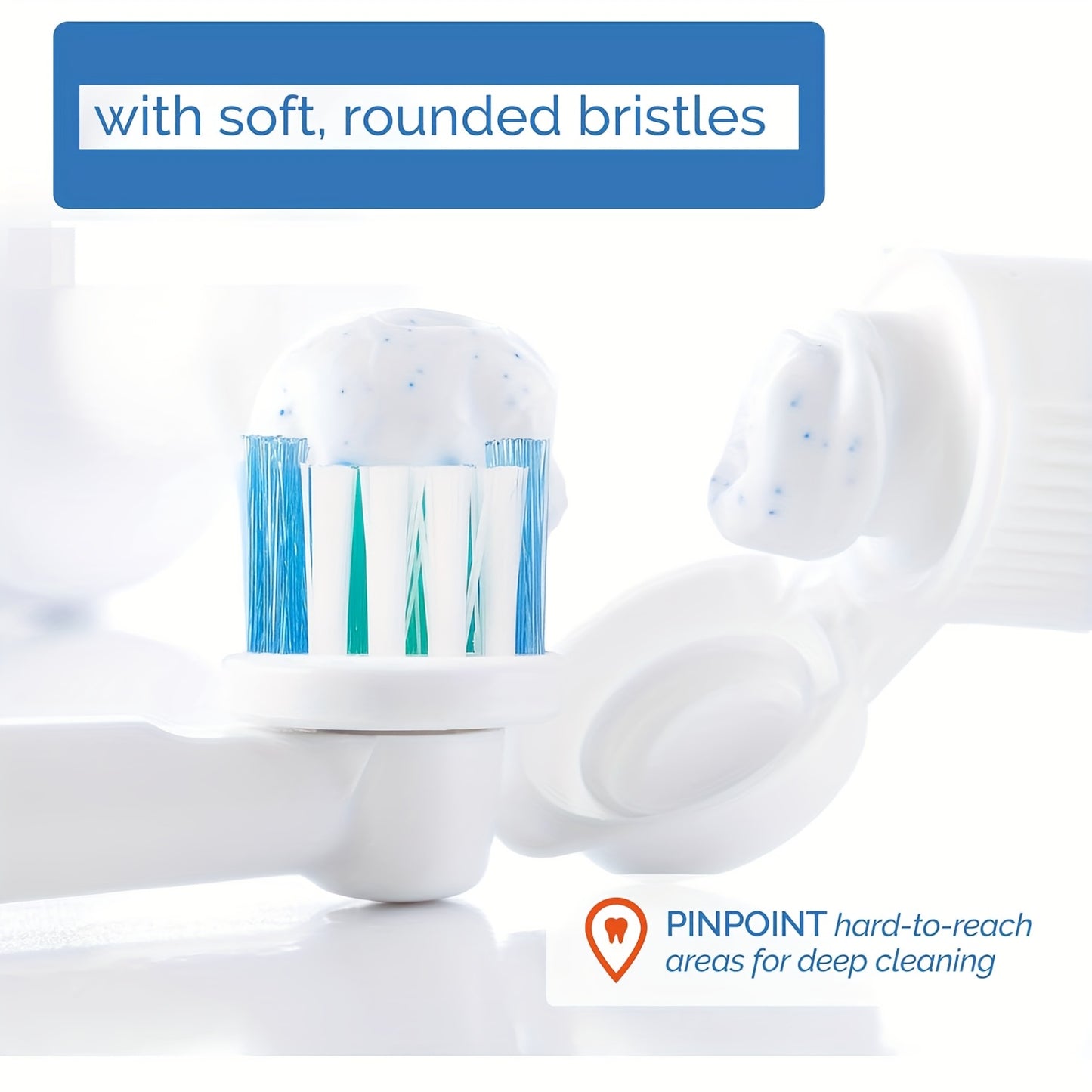 Electric toothbrush replacement heads for Oral B models are available in packs of 4, 8, or 16.