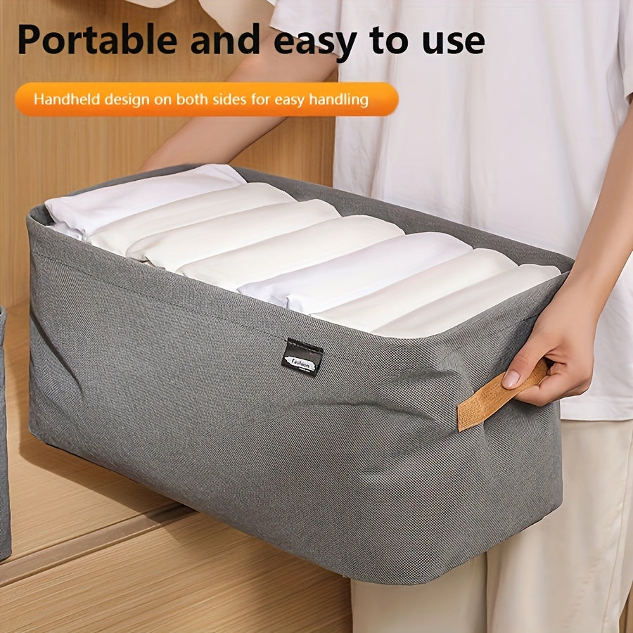 A versatile clothes storage box with handles, a convenient and lightweight addition to your wardrobe organization.