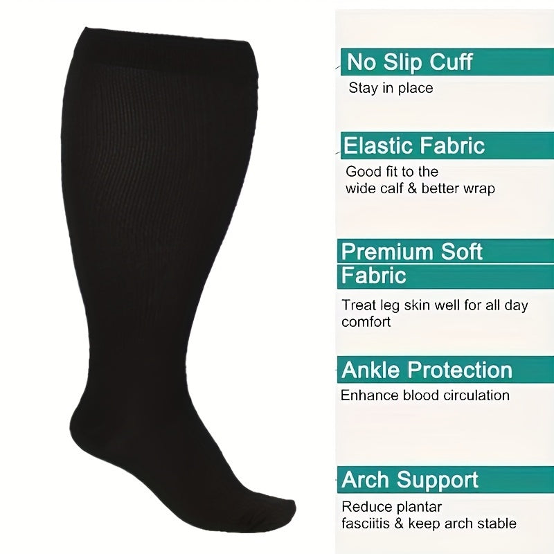 1 Pair of XL Compression Socks for Men and Women with Wide Calf, Knee Length 20-30 mmHg, Breathable and Circulation in various sizes.