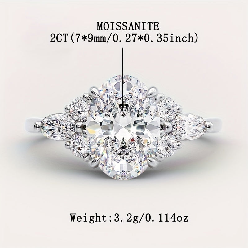 925 Sterling Silver Moissanite Engagement Ring with 1ct or 2ct Pear Cut Stone in a Prong Setting, Elegant and Luxurious Design, Hypoallergenic, Perfect for Anniversary Gifts for Women, Versatile Daily Wear Jewelry Comes in a Gift Box