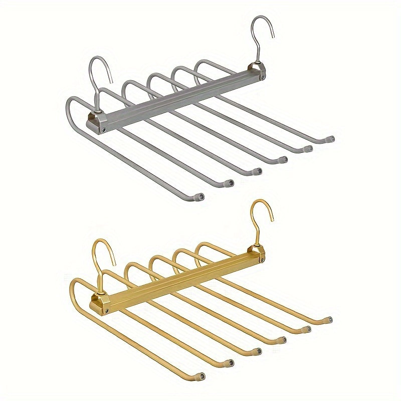 Golden Over-the-Door Metal Hook Rack - Sleek and Space-Saving Design with Multiple Hooks for Hanging Coats, Towels, Bags, and Robes. Organize your Home with this Elegant Foldable Door Hook Organizer, Perfect for Clothes and Accessories.