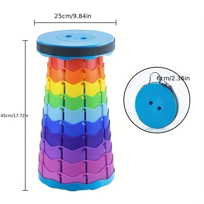 Get your hands on the latest 2025 Portable Rainbow Folding Chair, an innovative expandable stool made of lightweight plastic. This space-saving chair in a round shape requires no electricity and is perfect for outdoor activities such as camping, fishing