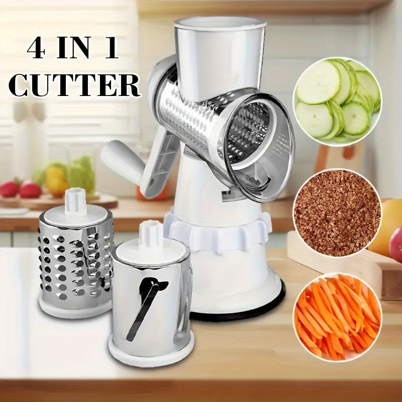 Essential Kitchen Gadget: Multifunctional Fruit and Vegetable Cutter Set with Container, Cheese Grater - 4-in-1 Manual Chopper and Slicer