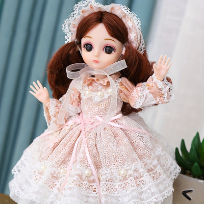 29.97cm Fashion Doll Set with Pink & White Outfits - Cute Surprise Doll in Mixed Colors, Durable ABS Resin - Includes Doll Skirt & Party Attire - Ideal Birthday Gift for Girls & Doll