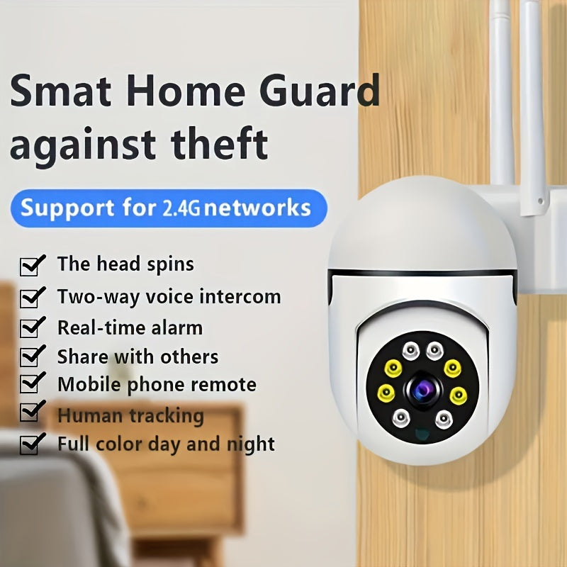 Stay protected with our spherical safety camera featuring motion detection, color night vision, alarm push notifications, and 1080P wireless Wi-Fi connectivity. This smart home safety camera offers 355° panoramic monitoring, intelligent motion detection