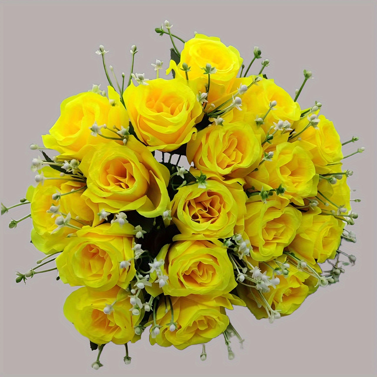 Yellow silk roses bouquet with 18 pieces, perfect for home decor or gifting on special occasions. Great for Valentine's, Christmas, Mother's and Father's Day.