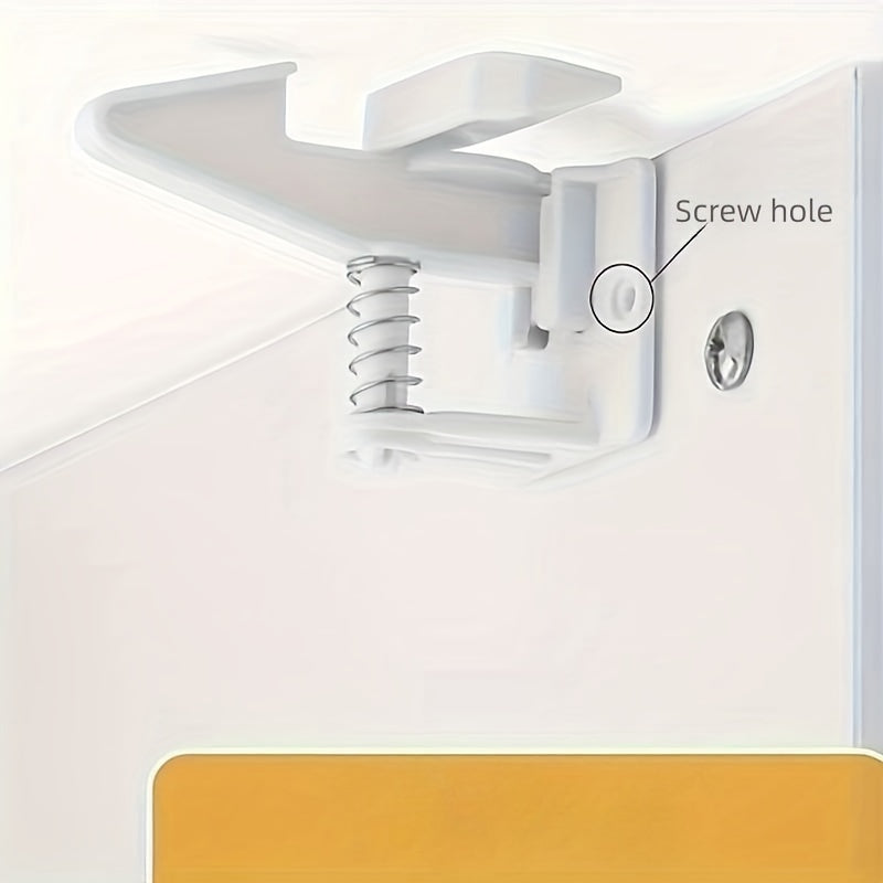 Baby-proofing your cabinets just got easier with these Child Safety Cabinet Locks. This set includes 4pcs of latches with upgraded stronger adhesive for easy installation. Works with most cabinets and drawers without the need for drilling. Available in