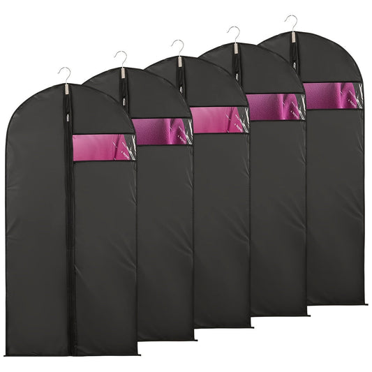 Durable 5-Piece Suit Dust Cover Bag Set with Window - Hanging Clothes Storage Bags for Shirts, Suits, Dresses, Coats - Portable Garment Protective Bags with Household Organizer Features - Ideal for Bedrooms, Closets, Wardrobes, Homes, and Dorms