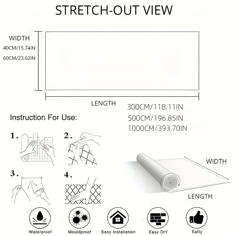 Transform your home with 1 roll of marble self-adhesive wallpaper stickers. These stickers are waterproof, oil-proof, and high temperature resistant, making them perfect for use in any room. Easy to remove and suitable for desktops, kitchens, bedrooms