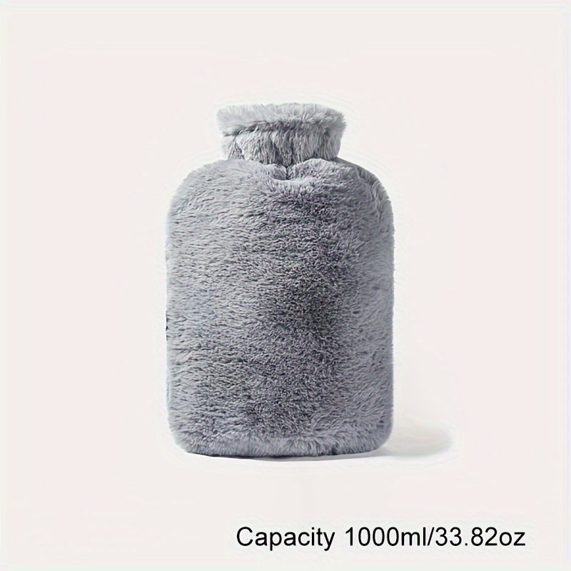 1pc PVC Plush Hot Water Bag, 1000ml/2000ml size, explosion-proof, anti-scalding, large capacity hand warmer for bed.