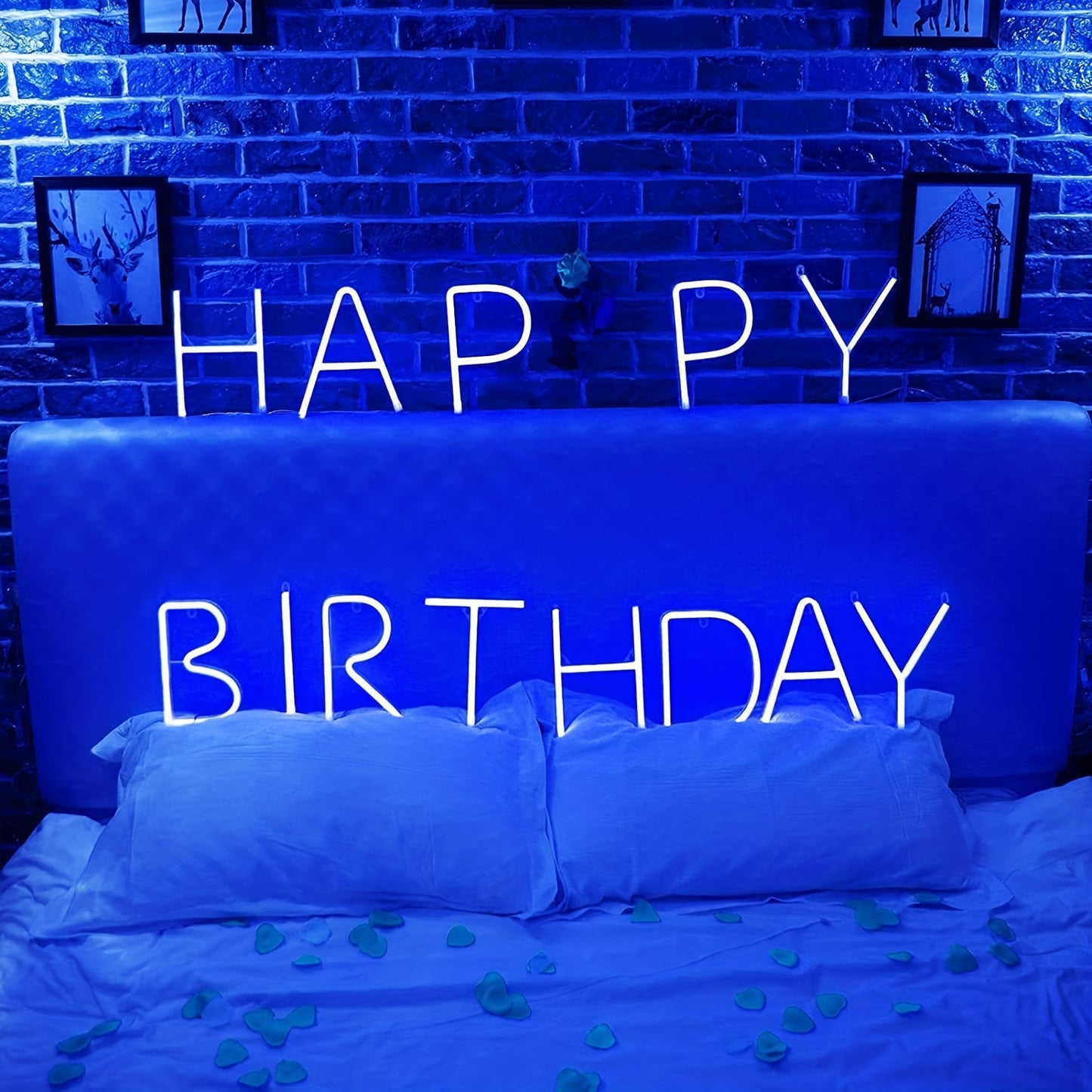 Neon LED letter light sign, powered by USB or batteries, perfect for bedroom decor or special occasions.