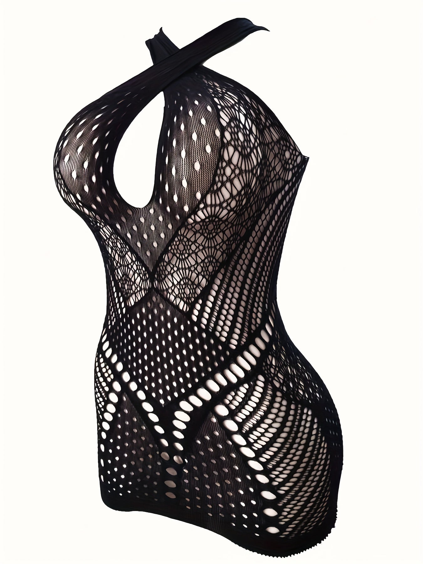 Sexy lingerie including an erotic fishnet bodycon dress and hollow out sheer backless babydoll.