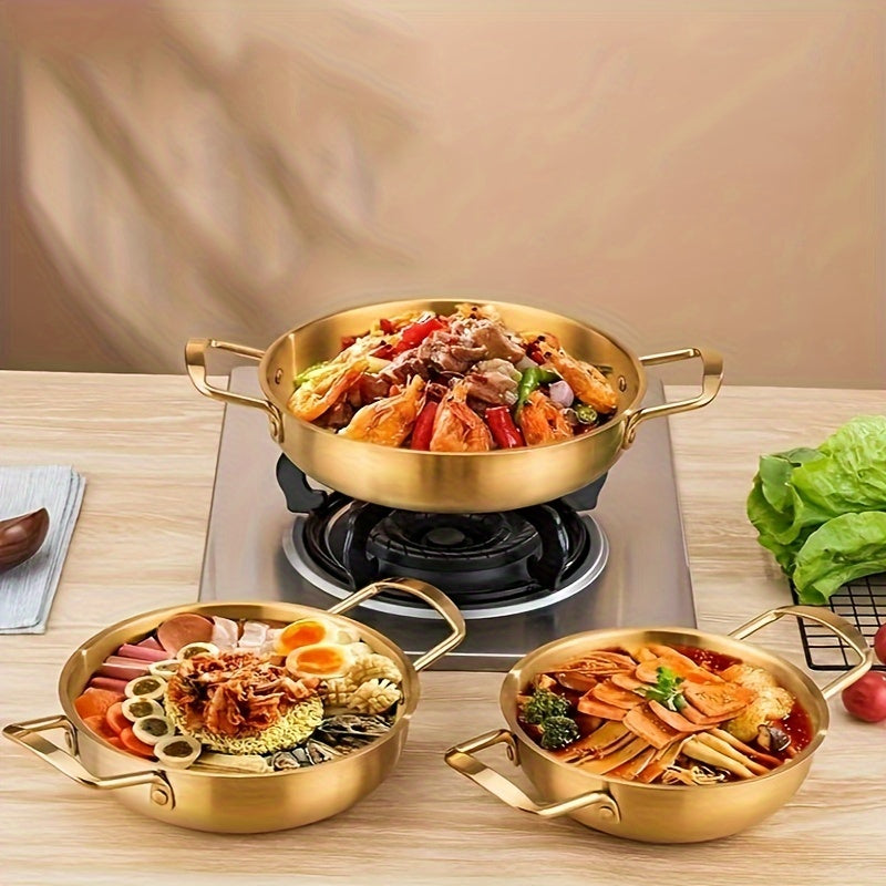 Set of 6 Stainless Steel Seafood Pots with Handles for Cooking Noodle Soup, Perfect for Italian and Korean Ramen as well as Instant Noodles. Available in sizes 18cm, 20cm, 22cm, 24cm, 26cm, and 28cm.