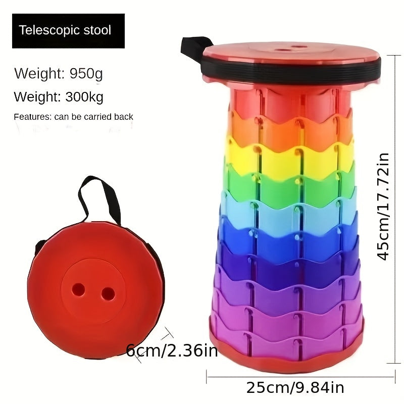 Get your hands on the latest 2025 Portable Rainbow Folding Chair, an innovative expandable stool made of lightweight plastic. This space-saving chair in a round shape requires no electricity and is perfect for outdoor activities such as camping, fishing