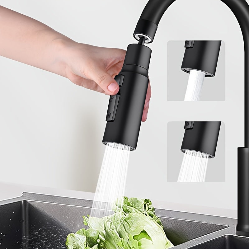 High-pressure kitchen faucet with pull-down sprayer, single handle, 2 spray modes, easy installation, durable plastic, perfect for vegetable washing and dishwashing.