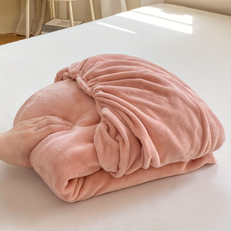 Soft and plush reversible milk velvet fitted sheet, featuring elastic all-around for a perfect fit. This machine washable anti-dust mattress protector is thick and comfortable, perfect for your bedroom or guest room. No pillowcase included. A great