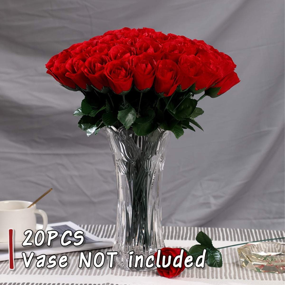 20 lifelike budding roses, 35.05cm high artificial flowers for various occasions.