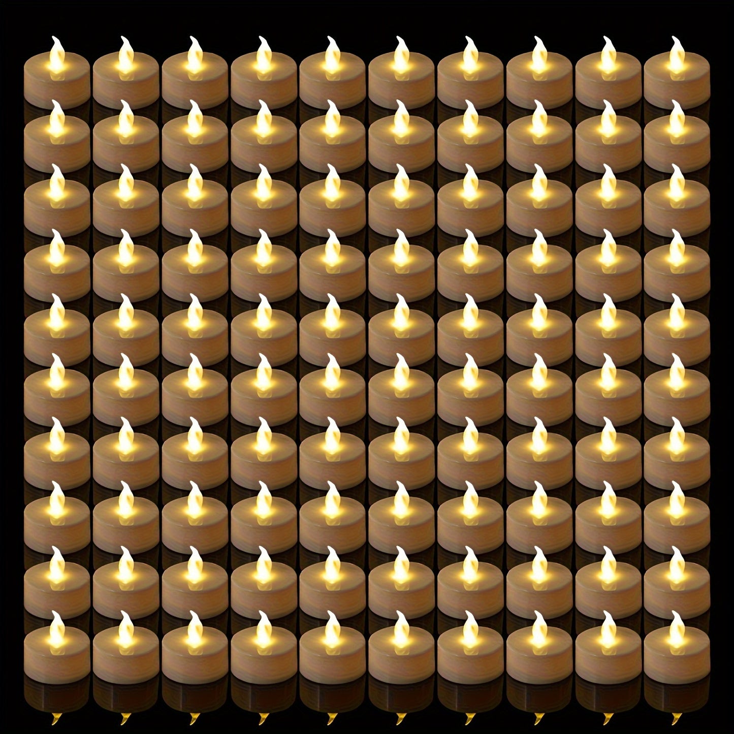 24pcs Battery-Powered LED Tea Lights in Warm Yellow, Flickering Faux Candles for Parties, Halloween & Christmas Decoration, No Fire - LED Tea Candles