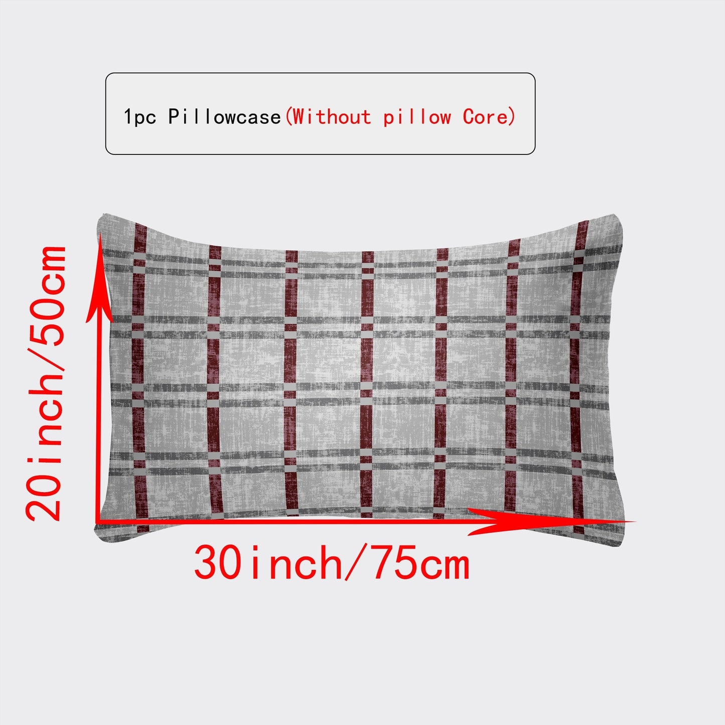 Luxurious Pillowcase with Envelope Closure - Available in Various Sizes (30x50cm to 50x75cm) - Stylish Designs in White, Gray Plaid, Red Plaid, Green Botanicals, Leopard Print, and Geometric Patterns - Suitable for Every Season, Great for Home Decor Gifts