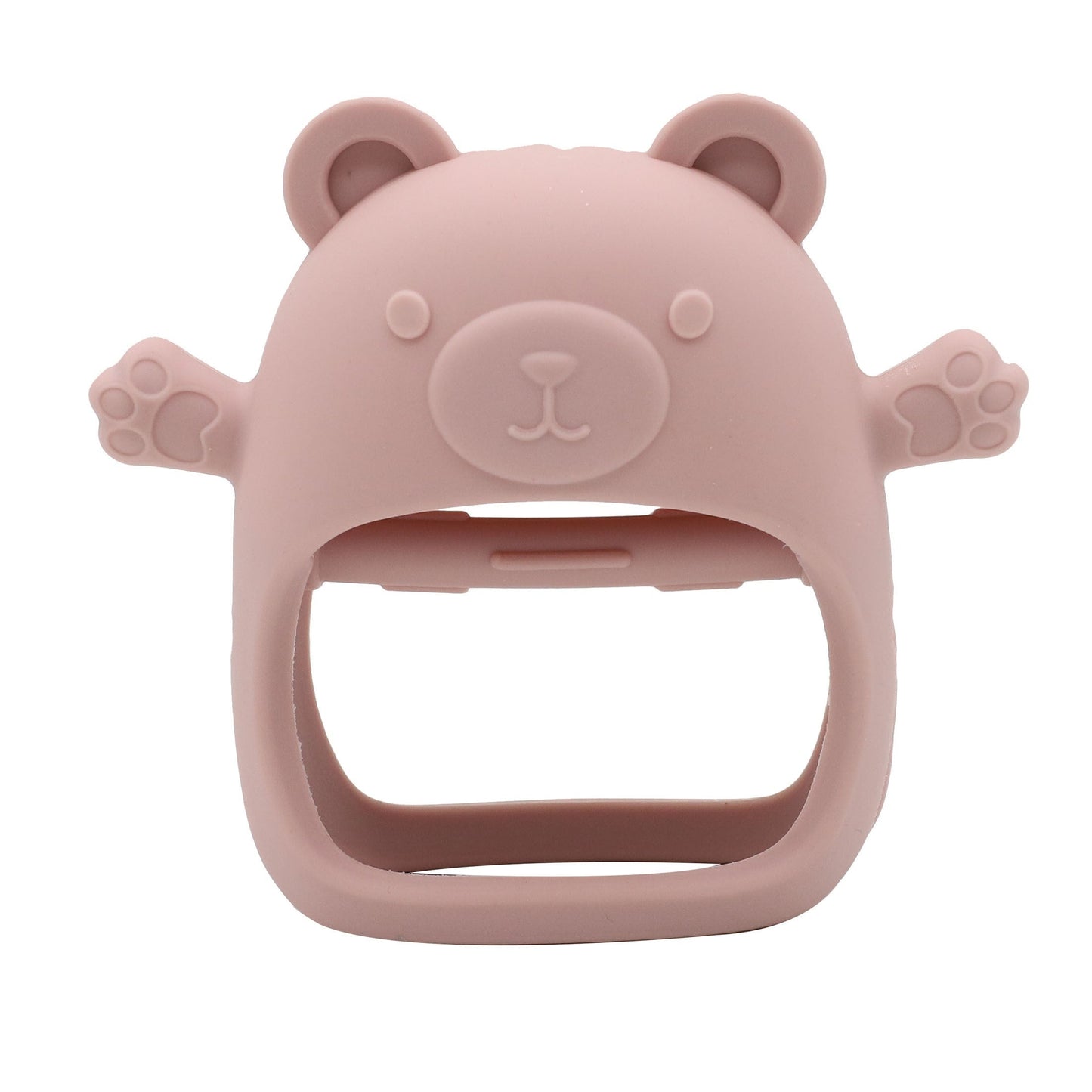 Children's Teether Gloves featuring an Adorable Bear Silicone Teether for Fall Prevention. This Teething Toy is Gentle to the touch and Suitable for Sucking. Perfect as a New Year's Gift!