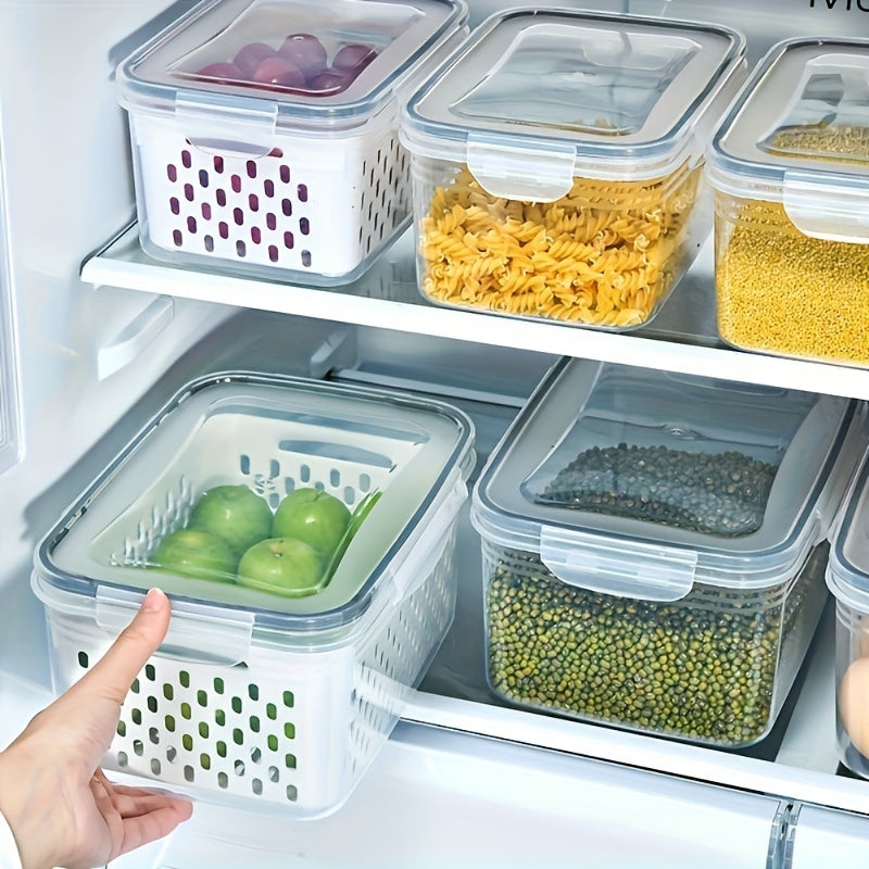 Premium airtight food storage containers set of 4, made with BPA-free plastic. Ideal for meal prep, these reusable containers are leak-proof, freezer-safe, and feature a gull wing closure. Keep your kitchen organized with these multipurpose rectangular