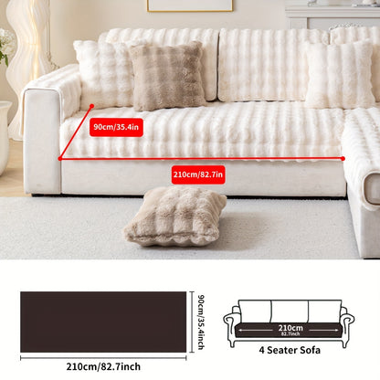 1pc Thick Plush Sofa Cover - Imitation Rabbit Material, Perfect for Winter, Protects Furniture in Bedroom, Office, Living Room.