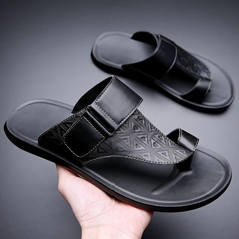 Men's bejeweled casual slides with adjustable strap, perfect for summer comfort and streetwear style. Made of lightweight PU material, suitable for everyday wear or lounging at home.